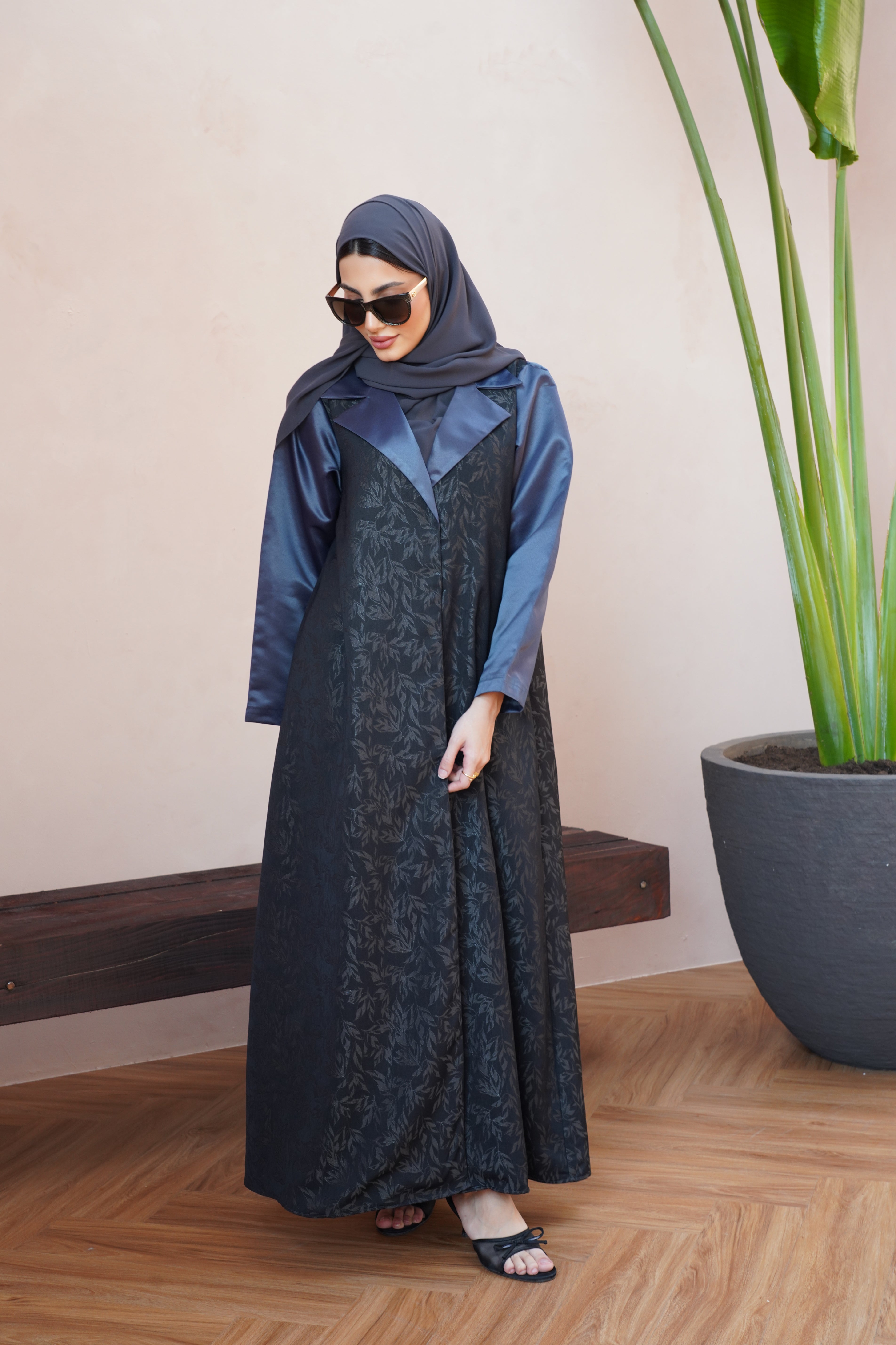 Coral Grey Abaya