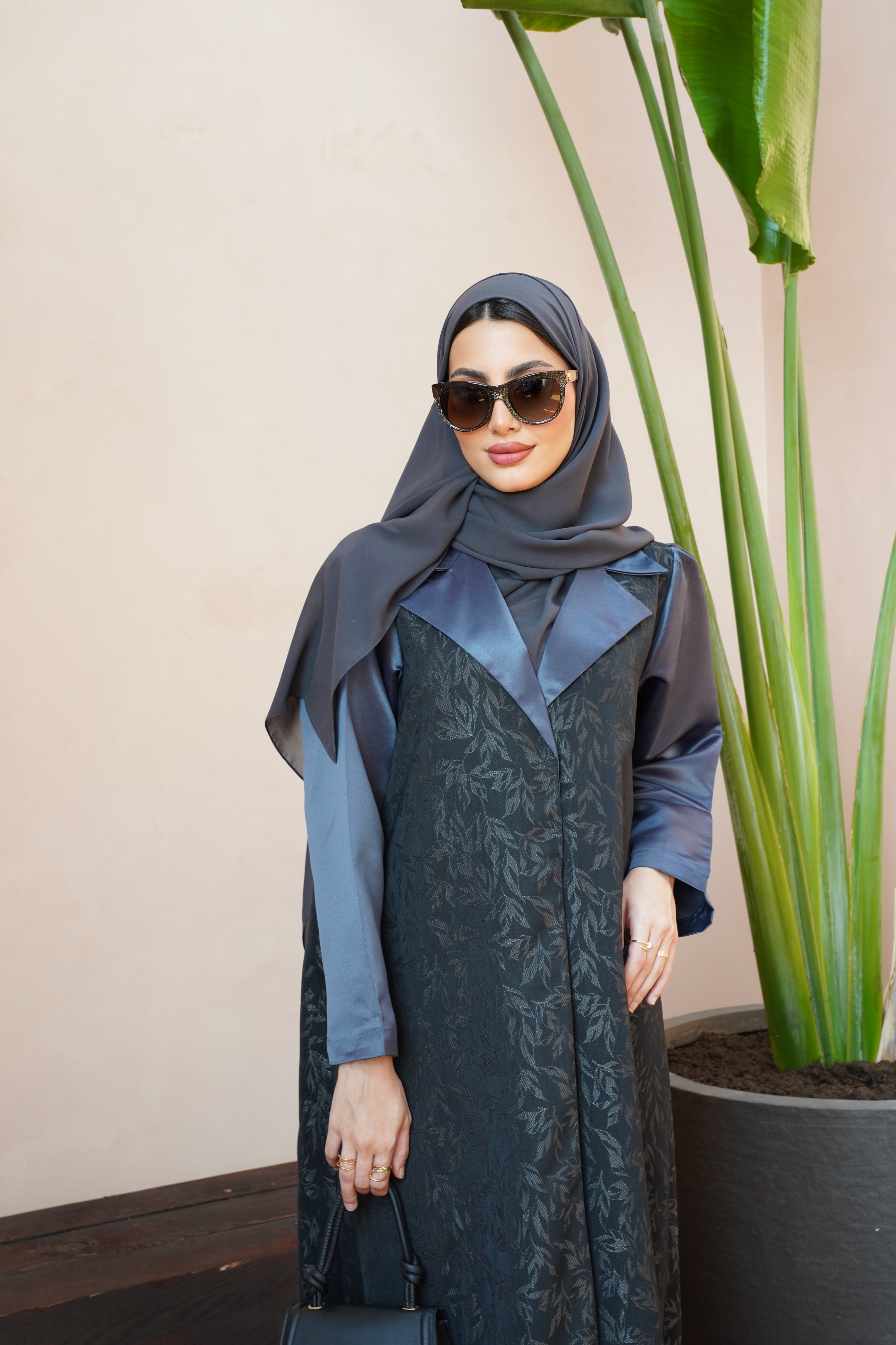 Coral Grey Abaya